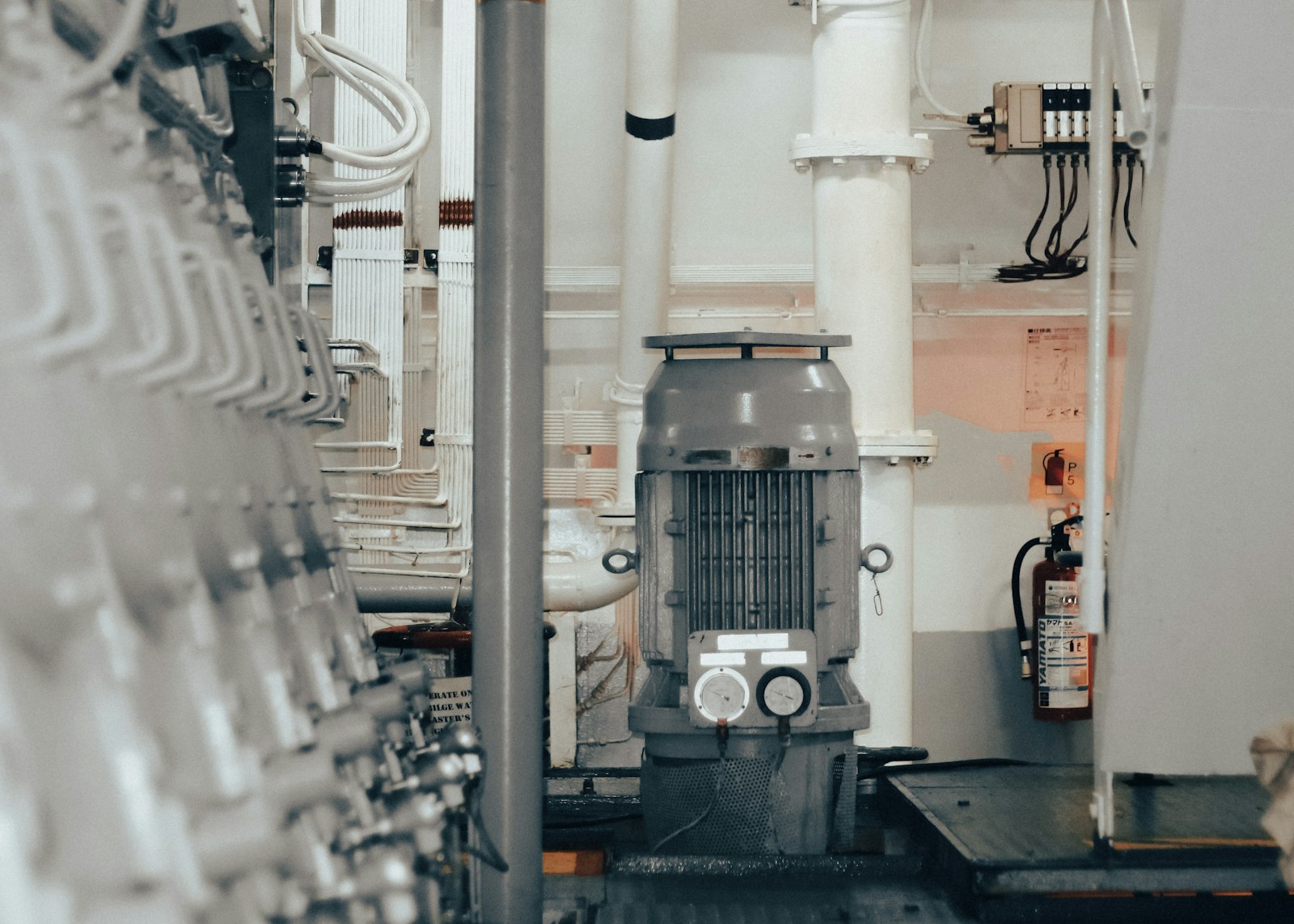 Motor and gauges in a machinery space